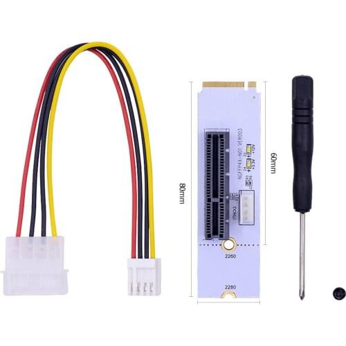 NGFF M2 to PCI-e 4X 1X Slot Riser Card Set M2 Key M to PCIe X4 Adapter with LED Voltage Indicator for NVME for Miner Mining