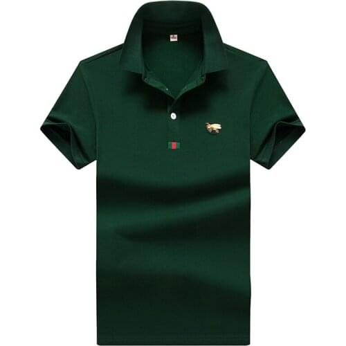 New Polo Men Summer Tshirt Bee Print Solid Color Breathable Casual Fashion Polo T Shirt for Men Polos Para Hombre Big Size M-4XL