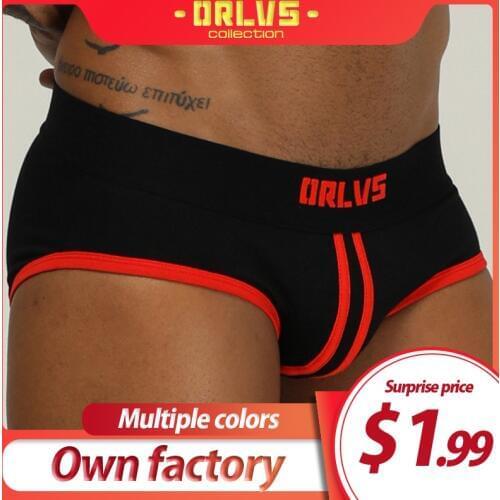 ORLVS Brand sexy underwear men briefs sexy jockstrap breathable comfortable underpants briefs cotton male panties penis pouch