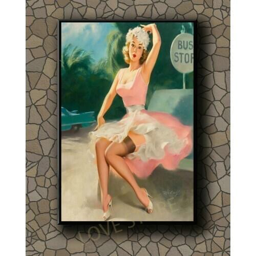 P018 Vintage Beautiful Pin-up Girl Classic Picture 121 Silk Fabric Poster Art Decor Indoor Painting Gift