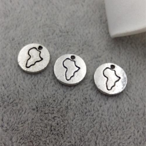 High Quality 20 Pieces/Lot Diameter 10mm Antique Silver Color Map of Africa 10mm Tag Map Charms For Jewelry Making