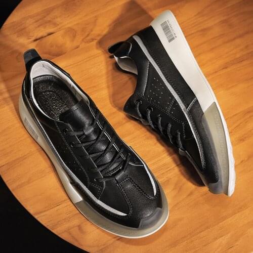 Luxury Leather Mens Sneakers Shoes Microfiber Lining Mens Casual Shoes Outddor Wear Resistant Walking Men Shoes Lace-UP Shoes