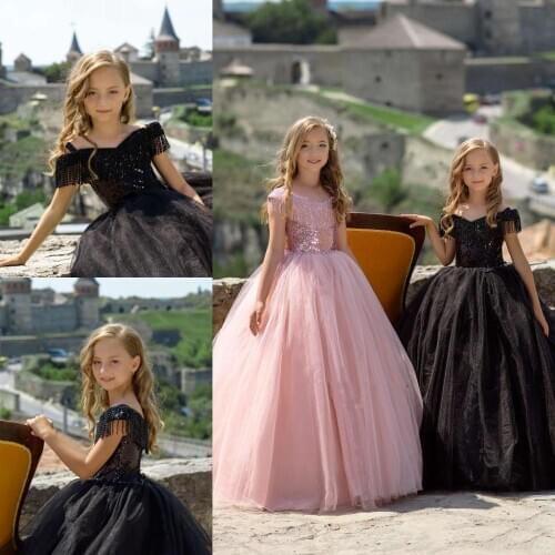 Princess Girl Pink Ball Gowns Flower Girls Dresses Puffy Gowns Girls Photography Dresses Ball Gowns Custom For Wedding