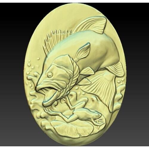 Fish 3d Relief STL Model for CNC Router 3D Printer Artcam Aspire Bas Relief