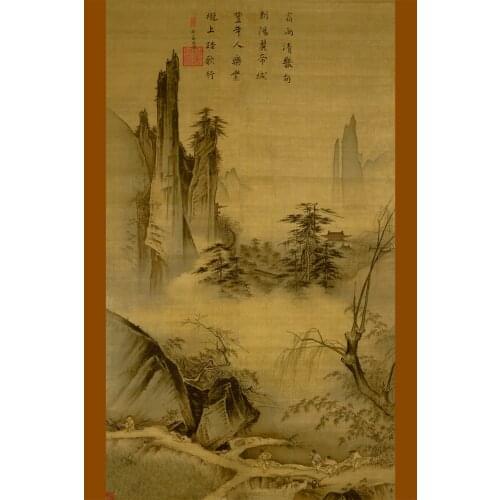 Top 100 traditional Chinese painting canvas prints home decor scenery poster Singing and dancing at foot of mountains by Ma Yuan