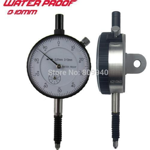 Water Proof Shockproof Dial Indicator 0-10/0.01mm With Lug Back Dial Gauge Reloj Comparador Bore Gauge Micrometer Measures Tools