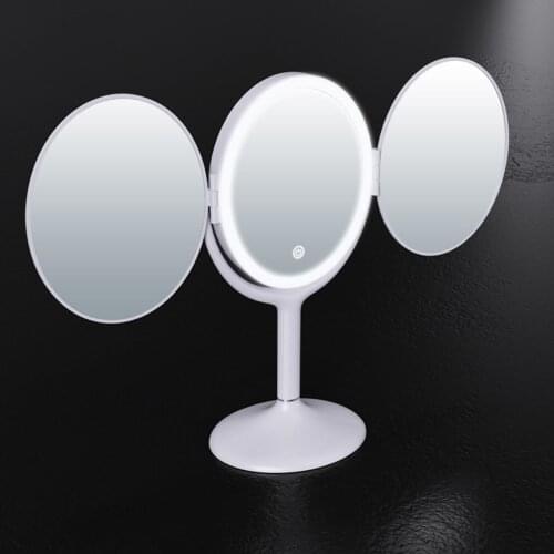 1X/2X LED Light Makeup Mirror Storage LED Face Mirror Adjustable Touch Dimmer Vanity Mirror Table Cosmetic Mirror