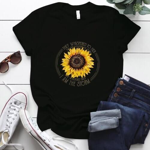 I Am The Storm Print Women Tshirt Plus Size S-5XL Short Sleeve Leopard Sunflower Summer Tshirt Graphic Tees Tops Women Clothes