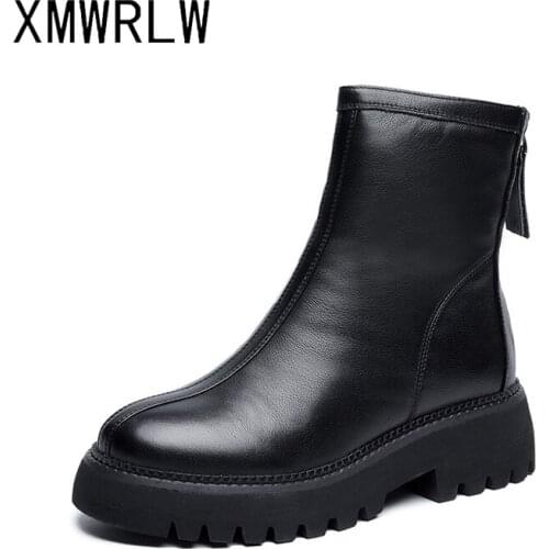 XMWRLW High Heels Ankle Boots For Women Genuine Leather Autumn Winter Shoes 2021 New Women Ankle Boots Ladies Warm Winter Boot