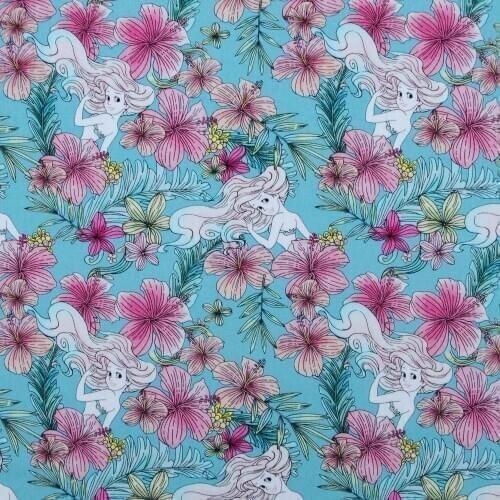 1 yard Cotton Woven Fabric - Girl and Flower (width=110cm)