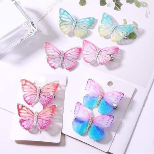 2Pcs/set Sequined Butterfly Hair Clips Women girls Hairpins Fashion Headpiece Barrette Wedding Hairpins Hair Accessories