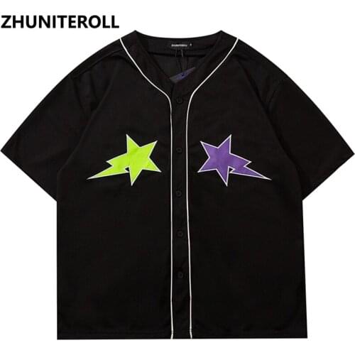 2021 Hawaiian Casual Beach Shirts Embroidery Letter Hip Hop Button Shirt Mens Harajuku Short Sleeve Holiday Party Blouse Tops