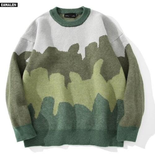 2021 streetwear men oversized Harajuku sweater punk hip hop pullover gradient striped color knitwear vintage ugly sweater women