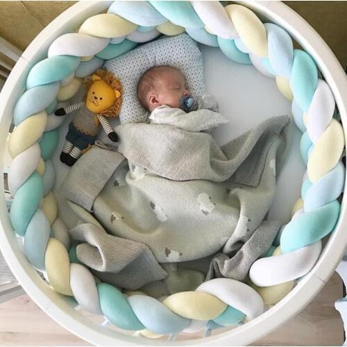 3Shares Plush Knot Weaving Baby Bed Crib Bumper Newborns Handmade Infant Room Decor DIY Newborn Baby Cot Protector 1M/2M