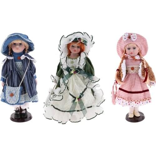 40cm Excellent Workmanship Doll DIY Accessory Vintage Porcelain Lady Dolls With Display Stand