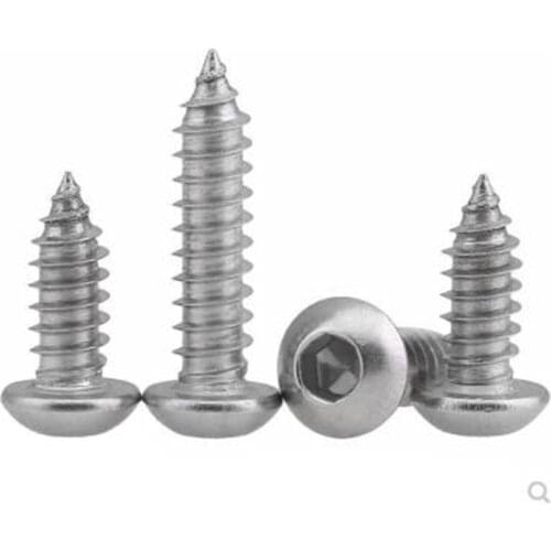 5/10/20Pcs [M3 M4 M5 M6] 304 Stainless Steel Hexagon Socket Button Head Self tapping Screws Round Head