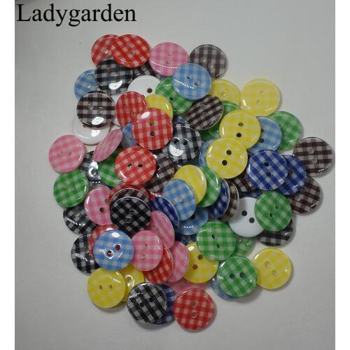50pcs 15MM Random Mixed 2Holes Resin Buttons Scrapbooking DIY Button Apparel Sewing Decorative DIY Handmade Garment Scrapbooking