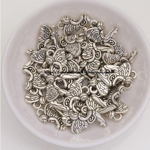 50Pcs/Lot) Zinc Alloy Tibetan Silver European Charm ELF-Shape Pendant Size 20x10mm ZN61094B