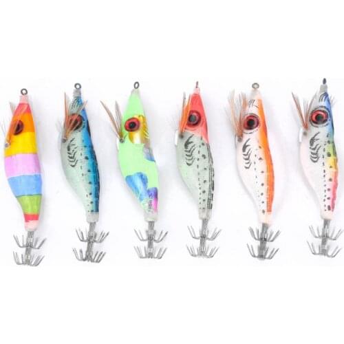6PCS 10cm Hard Fishing Lure 3D Eye Luminous Wobbler Artificial Shrimp Baits Octopus Cuttlefish Shrimp Jig Fake Shrimp Squid Lure