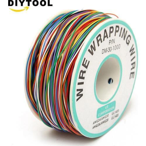 8colors P/N B-30-1000 30AWG COLORED Wrapping Wire Jumper Cable Flexible PVC Electronic conductor Wire Connector FOR PCB
