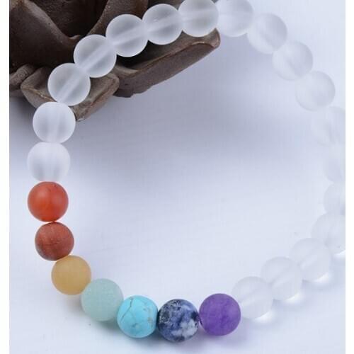 8mm br34534 adjusted white crystal glass Bracelet Stone bead women Chakra Healing Balance Reiki Buddha Prayer Yoga