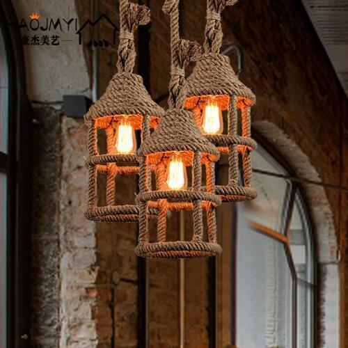 American country iron rope lamp loft personality retro restaurant bar room bar Coffee small Chandelier