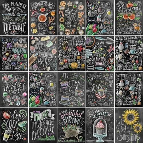 AZQSD pciture by number black board word drawing on canvas painting by numbers still life kits unique gift for adults
