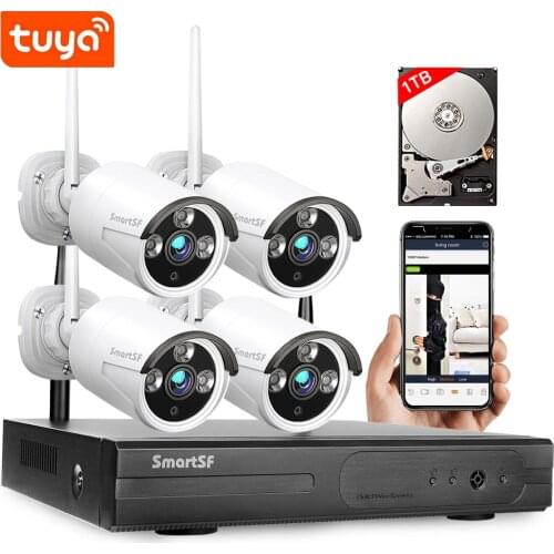 SmartSF 8CH Tuya Camera Wireless System 2MP NVR wifi surveillance outdoor camera wireless Security System Video Surveillance Kit