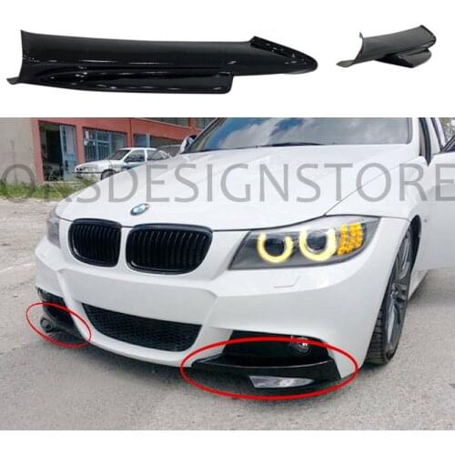 For BMW E90 M Tec 3 Series2009 2010 2011 2012 LCI Front Bumper Lip Splitter Flap Corner Piano Glossy Black