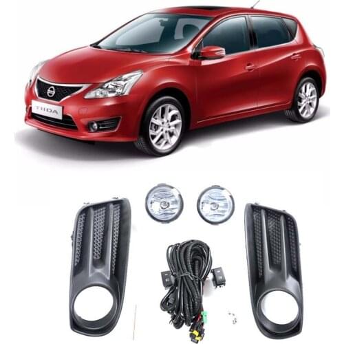 1Set For Nissan Tiida 2011 2012 2013 LED Fog Light Cover Wire Car Front Bumper Halogen Fog Lamp Bulb H11 12V 55W Auto Headlight