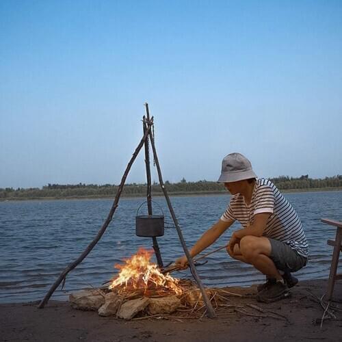 Hot Qvien Camping Tripod Board Stainless Steel Campfire Support Plate with Adjustable Chain for Hanging Cookware Outdoor Cooking