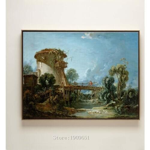 Cotton classical house blue sky landscape oil painting canvas printings printed on canvas no frame wall art decoration picture