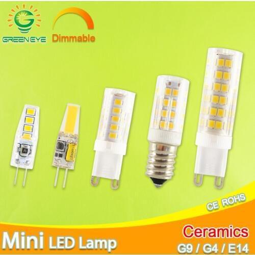 No Flicker Dimmable Ceramic LED G4 Light G9 Led Lamp E14 Bulb 220V AC DC 12V LED G9 3W 5W 6W 7W 9W 10W 12W 1505 2508