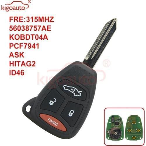 Kigoauto KOBDT04A Remote head key 3 button with panic 315Mhz large button for Chrysler Aspen 300 2007
