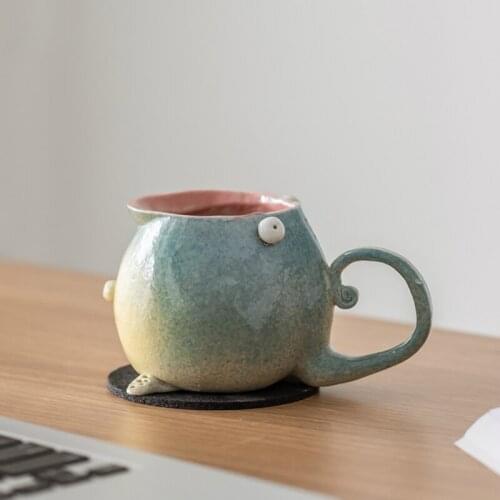 200ml Creative Ceramic Cup Hand Painted Pattern Little Monster Mugs Cartoon Coffee Milk Tea Mugs Cute Drinkware Water Holder