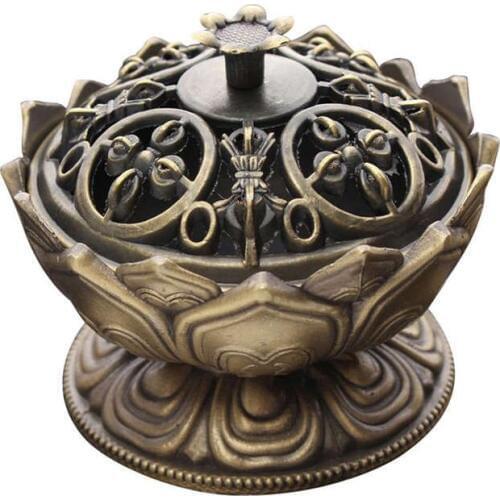 Big deal Buddha Incense Burner Lotus Flower Incense Holder Handmade Censer For Buddhist Home Office Decoration