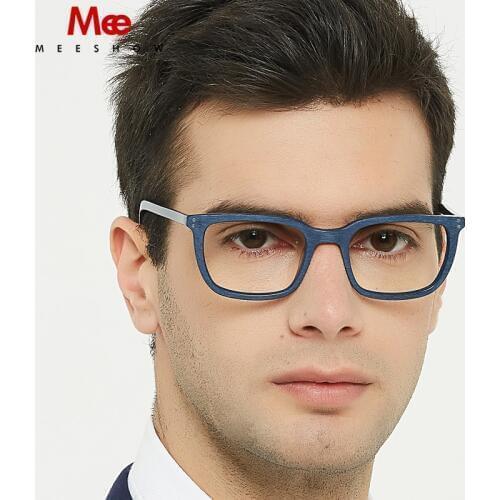MEESHOW Acetate Glasses Frame Men Square Prescription Eyeglasses New Women Male Myopia Optical Frames Clear Spectacles Eyewear