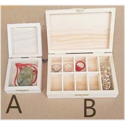 Multi-grid wooden box jewelry storage box mini square small wooden box solid wood retro wooden box with buckle