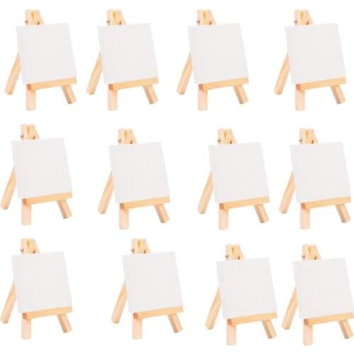 24Set Artists 5 Inch Mini Easel +3 Inch X3 Inch Mini Canvas Set Painting Craft DIY Drawing Small Table Easel Gift