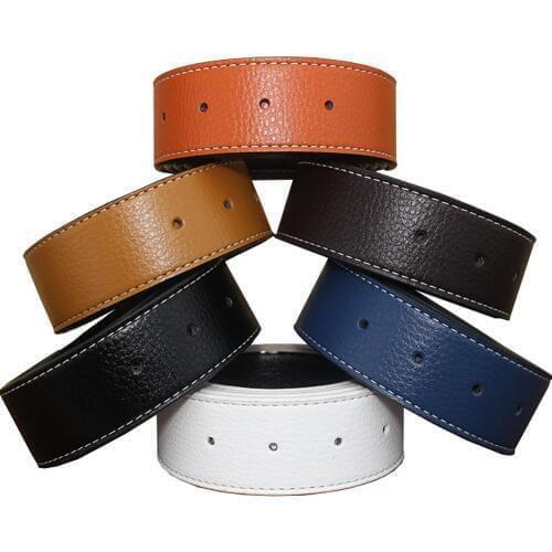 2020 New 3.7cm Luxury Mens Leather Automatic Ribbon Waist Strap Belt Without Buckle Black