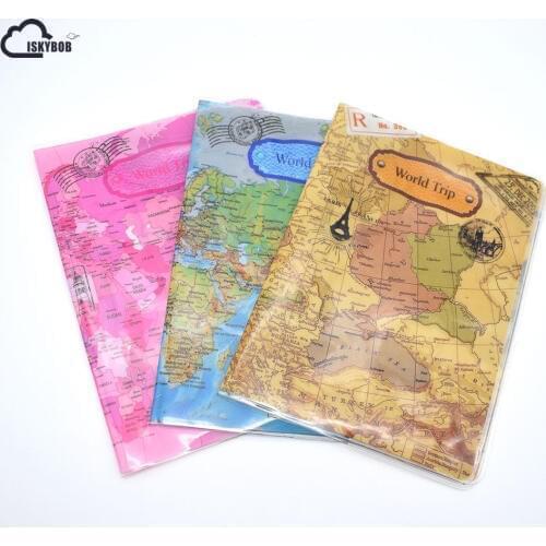 2019 New World Trip Map Travel Passport Covers for Men , PVC Leather ID Card Bag Passport holder Passport Wallets 14*10cm