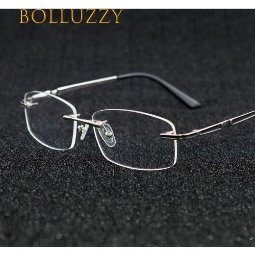 Fashion Men Women Golden Eyeglasses Frame Rimless Reading Finding Optical Prescription Degree Computer Eyeglasses Frame Eyewear