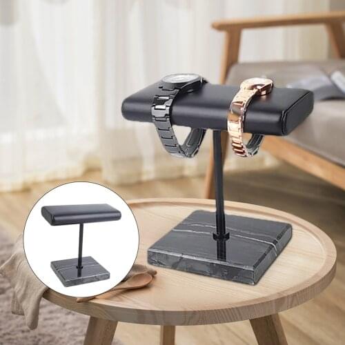 Marble Watch Black Bracelet Display Stand Holder PU Leather Jewelry Display Stand Bangle Watch Organizer Placement Storage