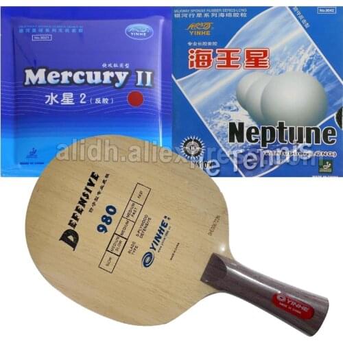 Pro Table Tennis Combo Paddle Racket Galaxy YINHE 980 with Galaxy YINHE Mercury II and Neptune Long Shakehand FL