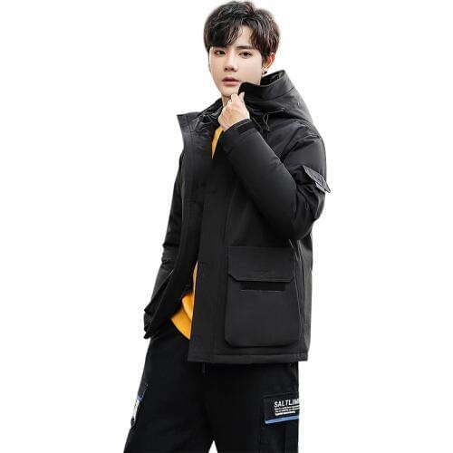 Down Jacket Mens 2019 Autumn Korean-style New Style Mens down Jacket Popular Brand White Duck down Hooded down Feather Jacket