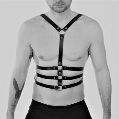 Sexual Leather Harness Men BDSM Gay Body Bondage Chest Harness Lingerie Men Harness Belts Erotic Rave Gay Clothes for Adult Sex
