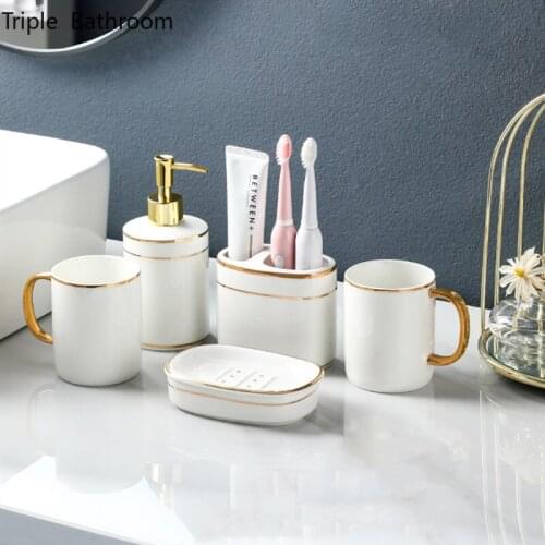 Bathroom Toiletry Set Ceramics Lotion Bottle Container Toothbrush Holder Tooth Mug Soap Holders Home Decoration Accessories