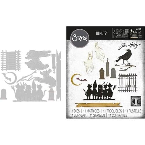 Vault Series Railing Crow Bat Halloween Metal Cutting Dies Scrapbook Diary Decoration Stencil Embossing Template DIY Handmade