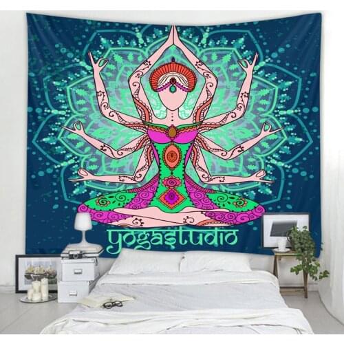 Buddha Statue Meditation Chakra Tapestry Wall Hanging Background Yoga Carpet Boho Decor Aesthetic Room Decor Decoration Mural
