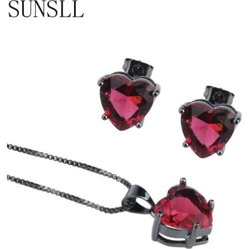 SUNSLL New Designed Black Copper Multicolors Cubic Zirconia Delicate Bridal Wedding Necklace/Earrings Jewelry Feminina Gift